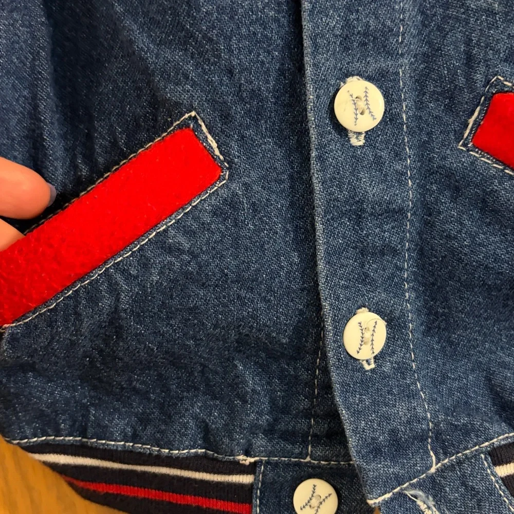 Vintage Infant Baseball Denim Jean Jacket‎ 12M
